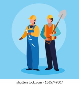 group of workers men avatar character