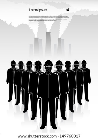 group of workers on an industrial background