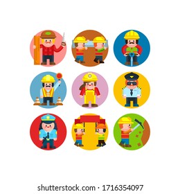 Group of working characters celebrating working day of 1st of May.