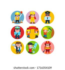 Group of working characters celebrating working day of 1st of May.