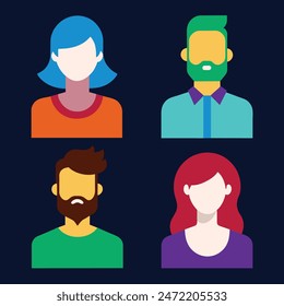 Grupo de trabajadores, hombres de negocios y mujeres de negocios avatar iconos. Personajes de personas de diseño plano, iconos de App de avatar de diseño plano set cara de usuario personas hombre mujer Vector