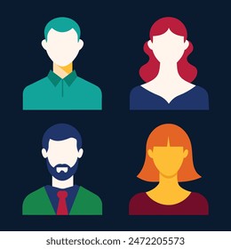 Group of working people, business men and business women avatar icons. Flat design people characters, flat design avatar app icons set user face people man woman vector