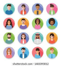 Group of working people diversity, diverse business men and women avatar icons. Vector illustration of flat design people characters.