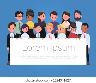 Group of working people diversity, diverse business men and business women standing on white background. Vector illustration of flat design people characters