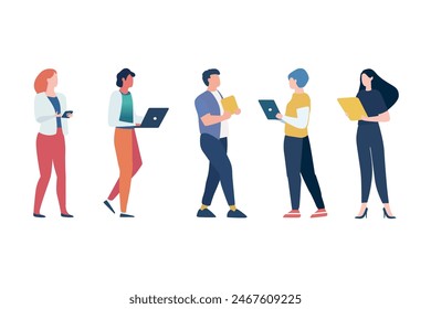 Group of working people isolated on white background. flat illustration.