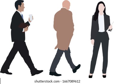 Grupo de trabajadores de fondo blanco aislados.  Icono vectorial de hombres y mujeres de negocios