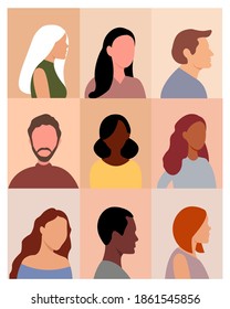 
Group of working people, various men and women, avatar icons. Vector illustration of flat design people.