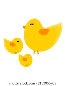 Group of yellow chicken without background 