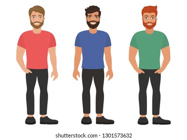 Group Young Bearded Men Stock Vector (Royalty Free) 1301573632 ...