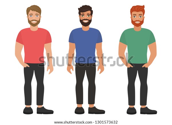 Group Young Bearded Men Stock Vector (Royalty Free) 1301573632 ...