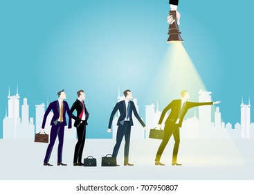 Group of young business people in the City looking for the new opportunities. Representation of professional success and growth career. Business concept collection. 