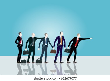 Group of young business people. Business concept collection. 