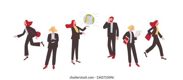 Group young confident people standing up straight together. Business team.