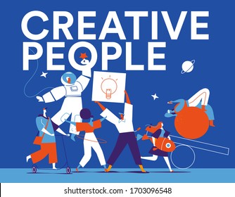 A group of young creative female and male charaters 