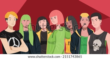 Group of young generation Z illustration, Vector Stok fotoğraf © 