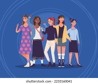 group of young girls characters