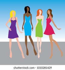 group of young girls posing