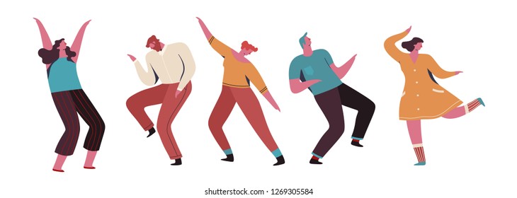 Group Young Happy Dancing People Male Stock Vector (Royalty Free ...