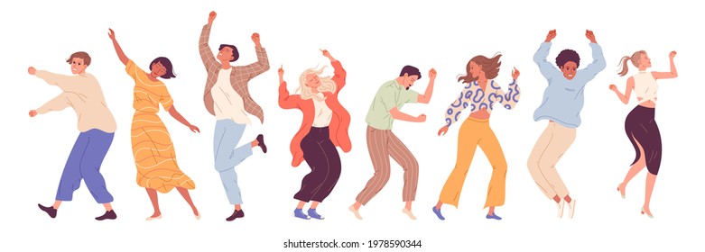 Group Young Happy Dancing People Dancing Stock Vector (Royalty Free ...