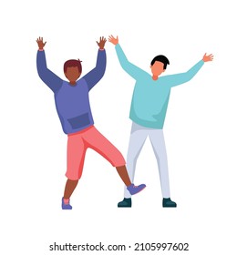 Group of young happy dancing Dancing people vector illustration. Celebration, freedom, party, dance and diversity concepts. isolated on white background. 