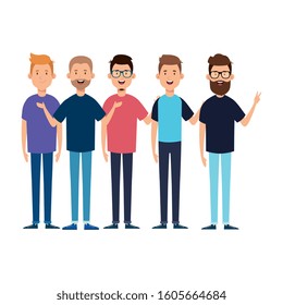 group of young men avatar character icon vector illustration design