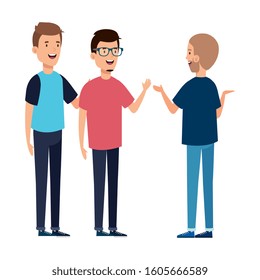 group of young men avatar character icon vector illustration design
