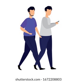 group of young men avatar character icon vector illustration design