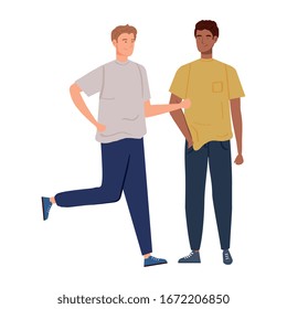 group of young men avatar characters vector illustration design