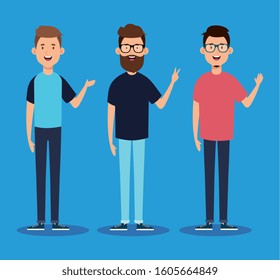 group of young men characters vector illustration design