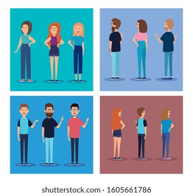group of young people avatar characters vector illustration design