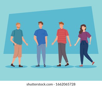 group of young people avatar characters vector illustration design