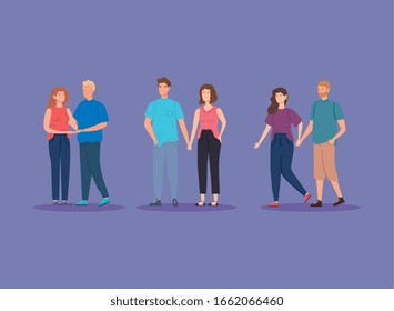 group of young people avatar characters vector illustration design