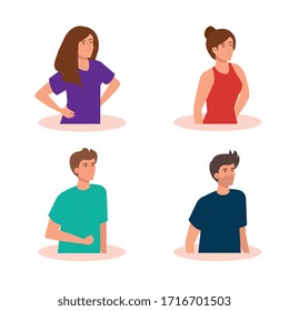 group of young people avatar characters vector illustration design