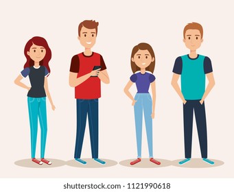 group of young people avatars