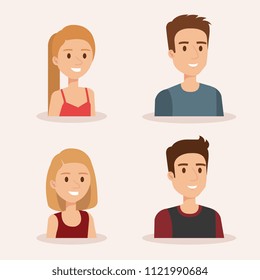 group of young people avatars