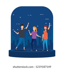 group of young people celebrating