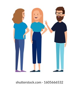 group of young people character vector illustration design