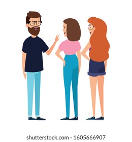 group of young people character vector illustration design