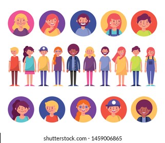 group of young people characters vector illustration design