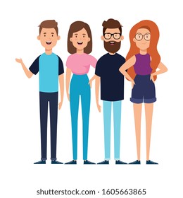 group of young people characters vector illustration design