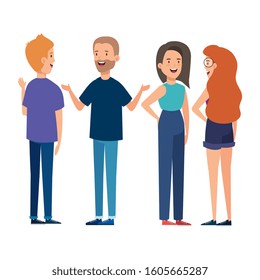 group of young people characters vector illustration design