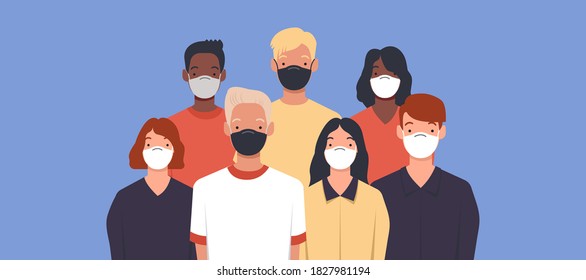 Group of Young People of different races and cultures isolated on white background, Flat cartoon characters set, Vector illustration