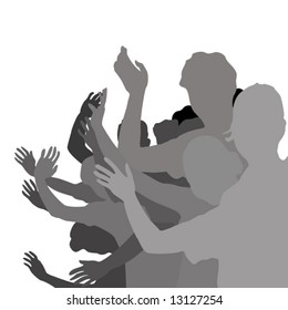 Group Of Young People Hand Waving  Illustration