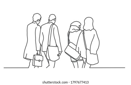 Group Young People Line Drawing Vector Stock Vector (Royalty Free ...