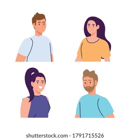 group of young people on white background vector illustration design