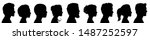 Group young people. Profile silhouette faces boys and girls set – for stock
