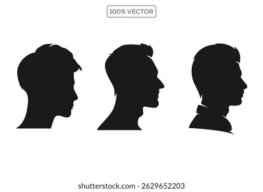 Agrupe jovens. Silhueta de perfil enfrenta meninos. ilustração vetorial