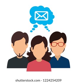 group of young people with speech bubble