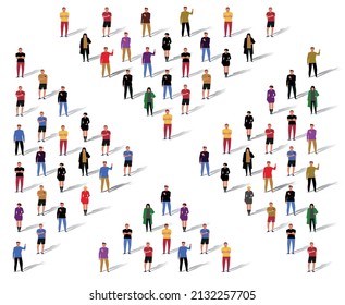 Group of young people. Vector outline graphics.
