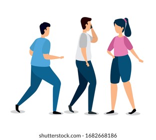 group of young people in white background vector illustration design